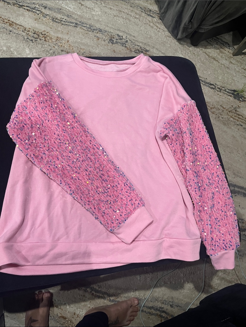 Pink Sequin Sleeve Women’s Sweater